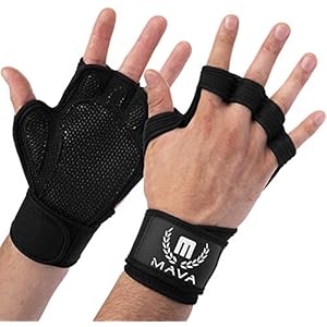 Mava Sports Ventilated Workout Gloves with Integrated Wrist Wraps and Full Palm Silicone Padding Extra Grip & No…