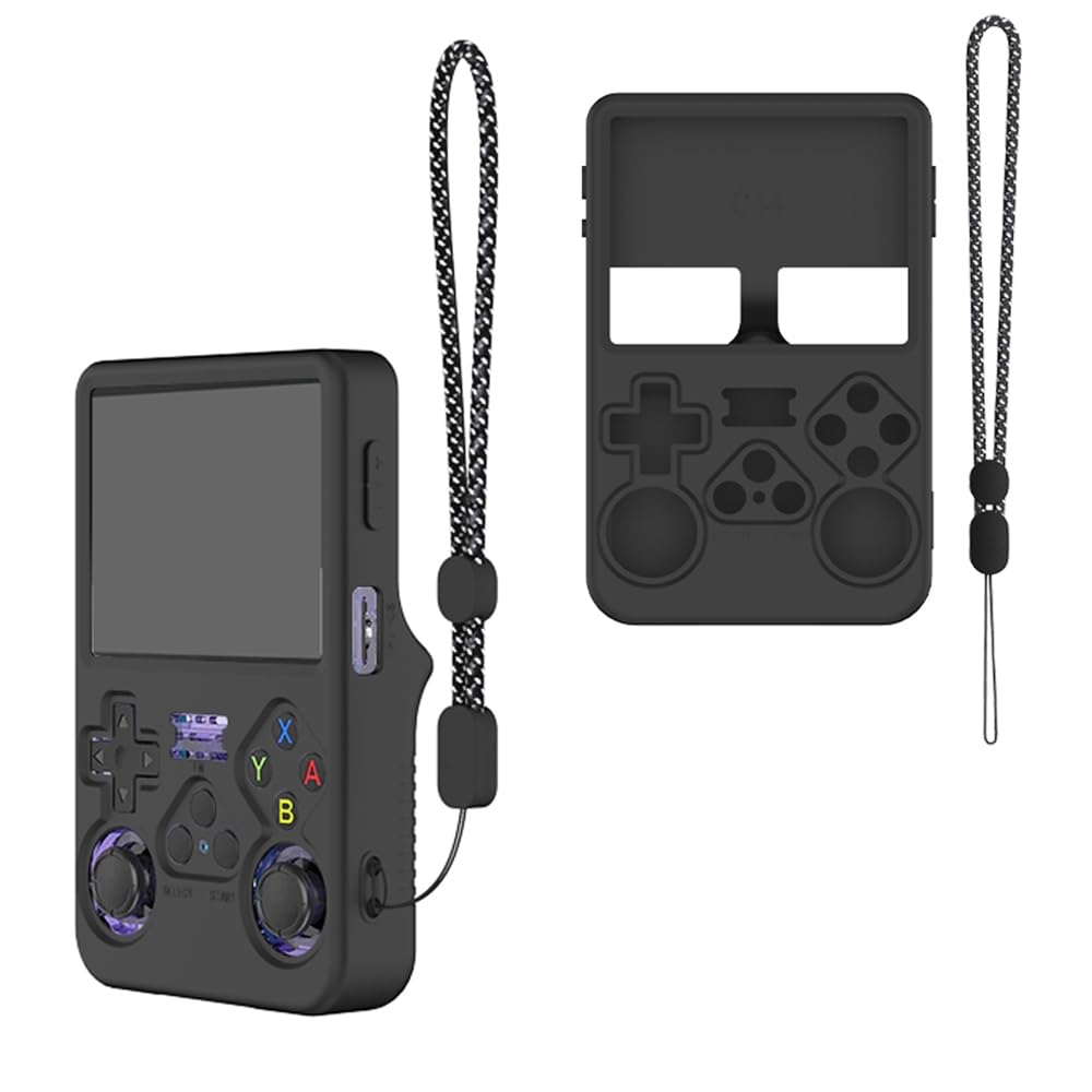Coque Silicone pour ANBERNIC RG40XX H, Noir, avec lanière Coque Silicone pour ANBERNIC RG40XX H, Noir, avec lanière