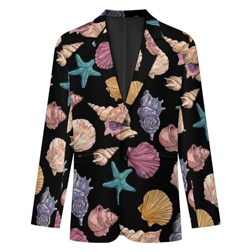 Shells Conchs And Starfish Men's Blazer Printed Button Suit Jacket Slim Sport Coat Blazers 5