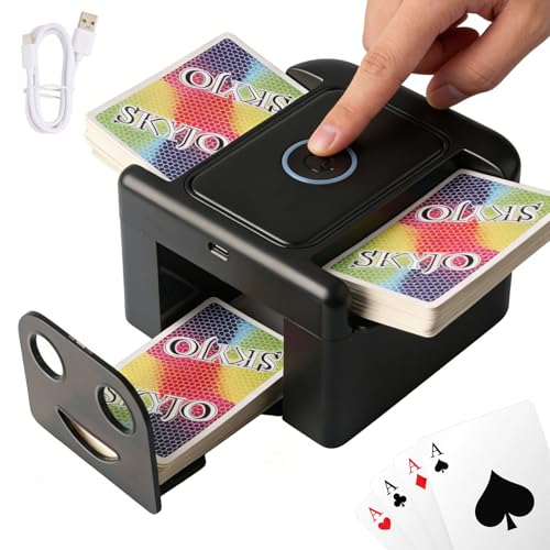Buldoospok M5 - Mélangeur de cartes automatique rechargeable - 1 à 2 jeux - Silencieux - Mélangeur de cartes à jouer électrique - Portable - Pour UNO...