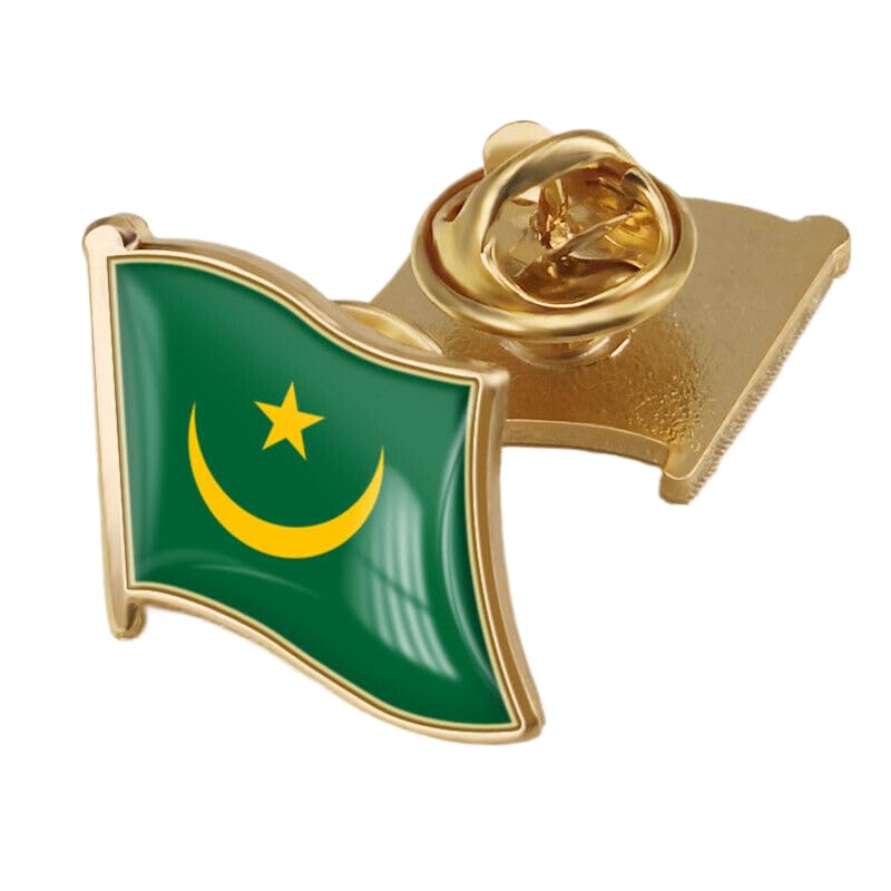 Épinglette Drapeau De La Mauritanie – Broche Fantaisie Géométrique Carrée, Bijou Créatif Pour Femme Et Homme, Accessoire De Voyage, Cadeau De Fête