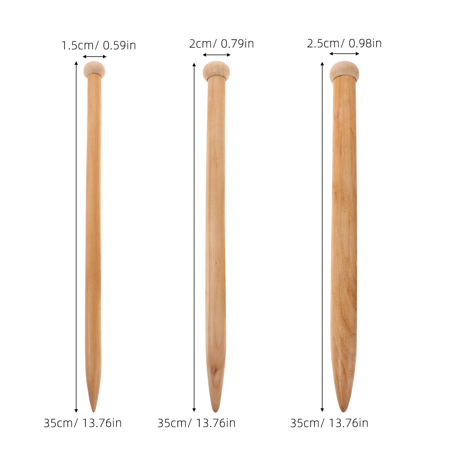 UKCOCO 6 Piezas Agujas de Tejer Grandes de Madera Agujas Rectas Jumbo para Hilo Grueso y Suéteres Suministros de Bricolaje para Principiantes