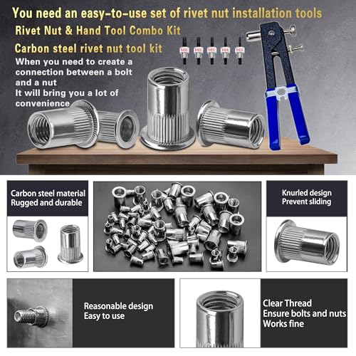 Image of ASKWAY Rivet Nut Tool Kit580pcs, Rivet Nut Silver Metric Combination (M8 /M6 /M5 /M4 /M3), Suitable for Furniture, Decoration, Automotive, Marine and Industrial Applications