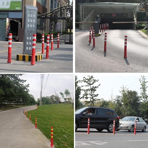 Reflektierende Einfahrtpoller, 2 Stück, grün – Robuste Parkplatzpfosten mit gut sichtbaren Streifen zur Verkehrsregelung und erhöhten Sicherheit