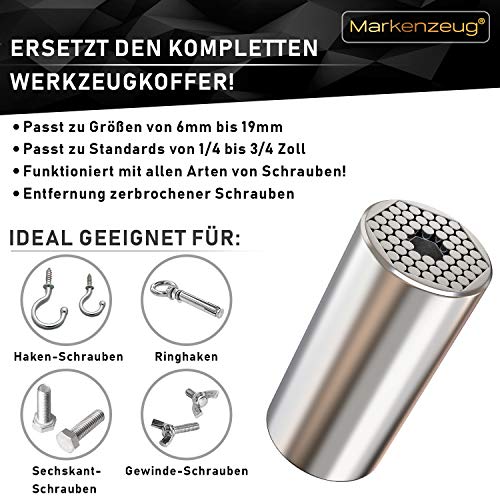 Premium Universalschlüssel I Verbessertes Konzept 2024 I Universal-Steckschlüssel I Innovatives Werkzeug Multitool I Universal Nuss I praktisches Handwerkzeug mit Adapter 7-19mm – Bild 4