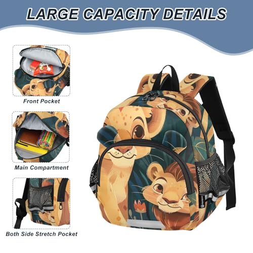 Kid's Backpack for Boys & Girls Toddler Bag Cute Lion Cartoon Backpack with Safety Leash4
