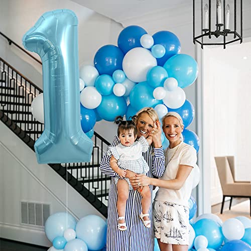 Toniful 40 Inch Light Blue Large Macaron Numbers Balloons 0-9, Number 1 Digit 1 Helium Balloons, Foil Mylar Big Number Pastel Balloons For Birthday Party Anniversary Supplies Decorations #TOP4