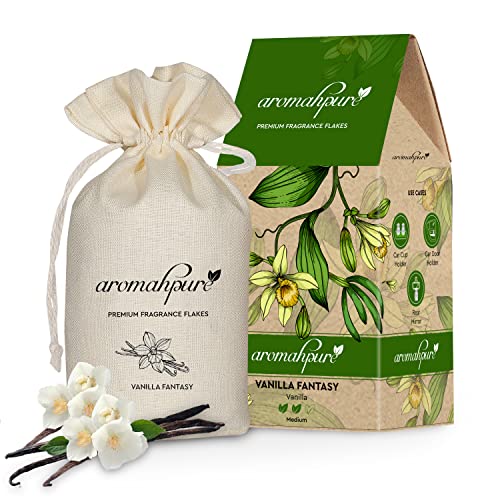 Image of Aromahpure Premium Car Perfume Fragrance Flakes - Vanilla Fantasy, Luxury Car Air Freshener made Organically with Essential Oil, Grains, and Flakes - 50 Gms, fragrant for 30 days, IFRA certified