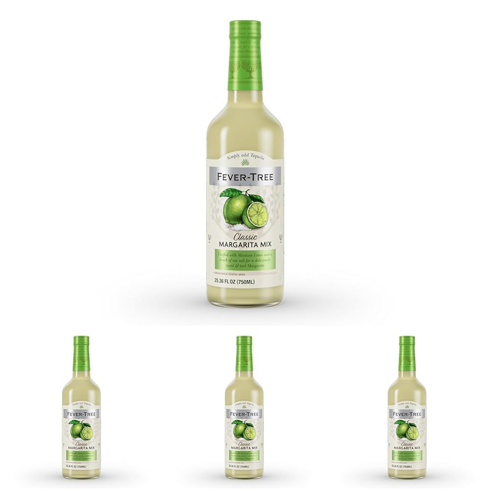 Fever-Tree Margarita Mix - Premium Quality Mixer - Cocktails & Mocktails - Craft & Batch Drink Mix – Naturally Sourced Ingredients - Non Alcoholic - 25.4 Fl Oz Glass Bottle (Pack of 4)