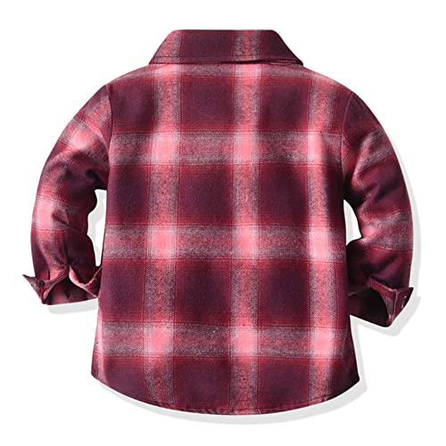Toddler Baby Boys Girls Plaid Jacket Plaid Flannel Button Down Long Sleeve Shacket Kids Boy Coat Fall Winter3