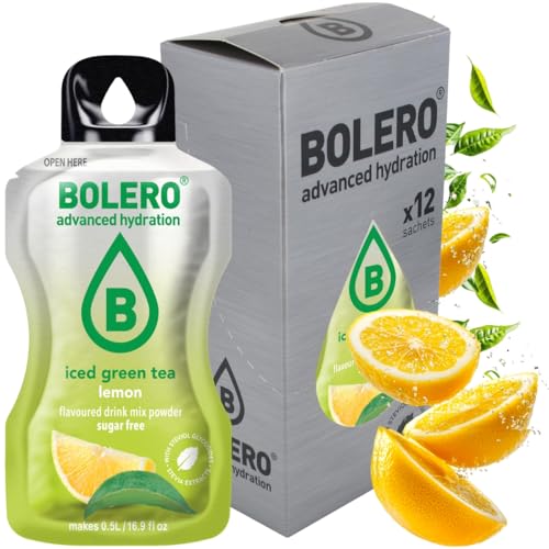Bolero 12 Bustine Monodose da 3 gr. Gusto Iced Green Tea Lemon, Drink Bevanda Istantanea Tè Verde Limone - 12 x 3g