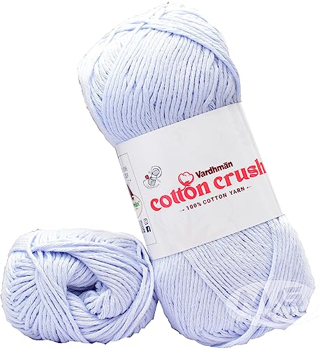 Image of Vard hman Cotton Crush 8-ply Sky 400 GMS 100% Cotton Ball Hand Knitting Cotton /Art Craft Soft Fingering Crochet Hook Yarn, Needle Knitting Yarn Thread Dyed-EO Art-AFEF