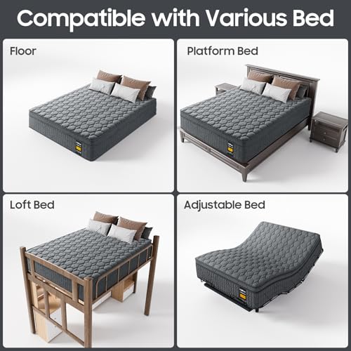 Image of Medium Firm Mattress Queen 14 inch, Hotel Style Hybrid Mattress with Back and Lumbar Support, Fiberglass Free, 365 Nights Trial, 10 Years Warranty