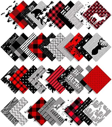 Soimoi Christmas Print Precut 5-inch Cotton Fabric Quilting Squares Charm Pack DIY Patchwork Sewing Craft- Light Gray