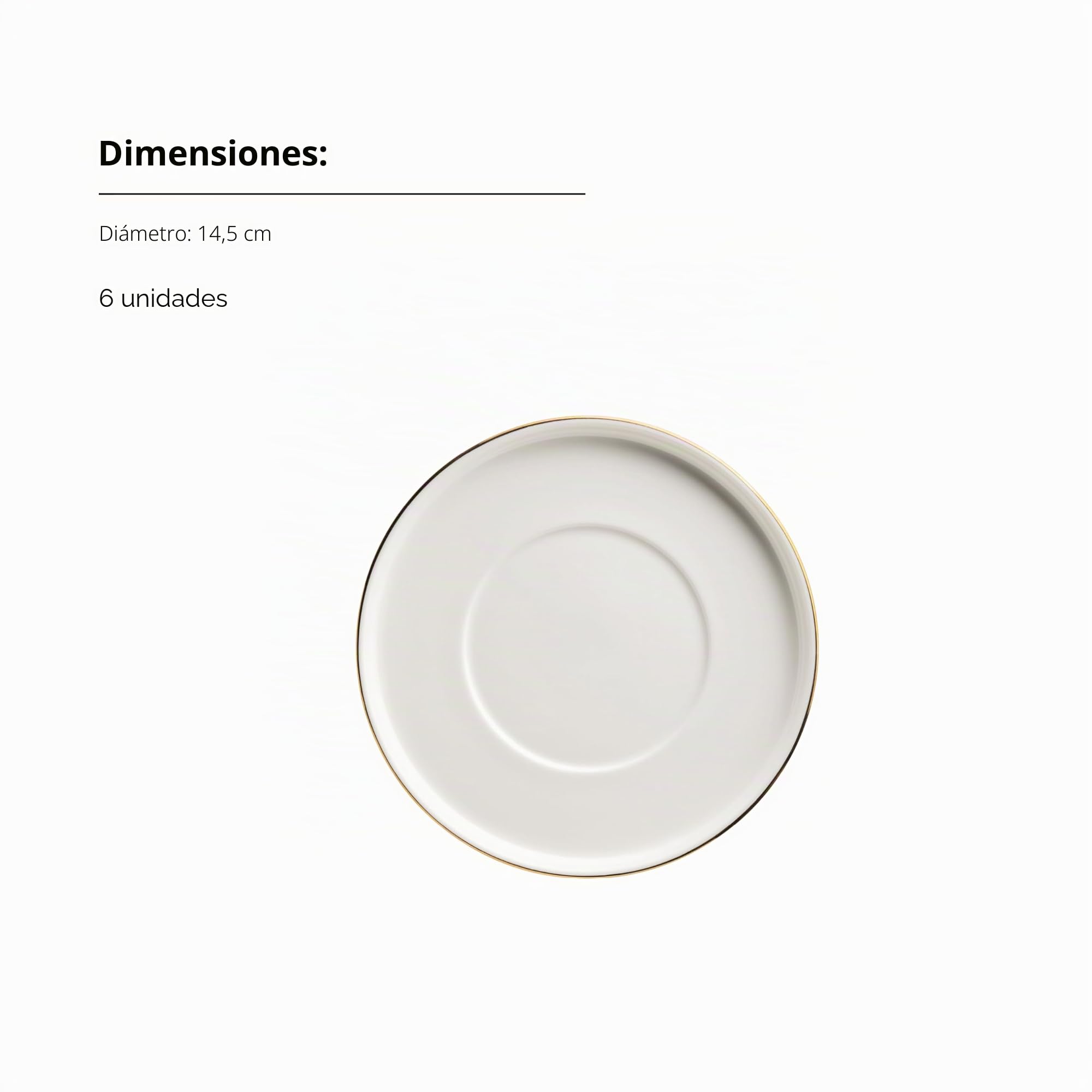 MÄSER, Serie Sita - Juego de platos para 6 personas (porcelana blanca con borde dorado), color blanco