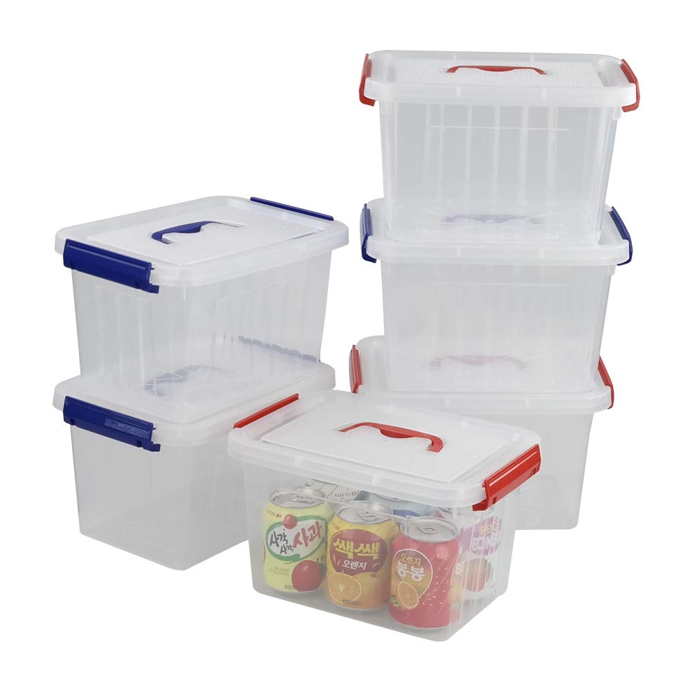 Annkky 6 Packs 6 Liter Plastic Boxes with Lids, Small Clear Storage Box