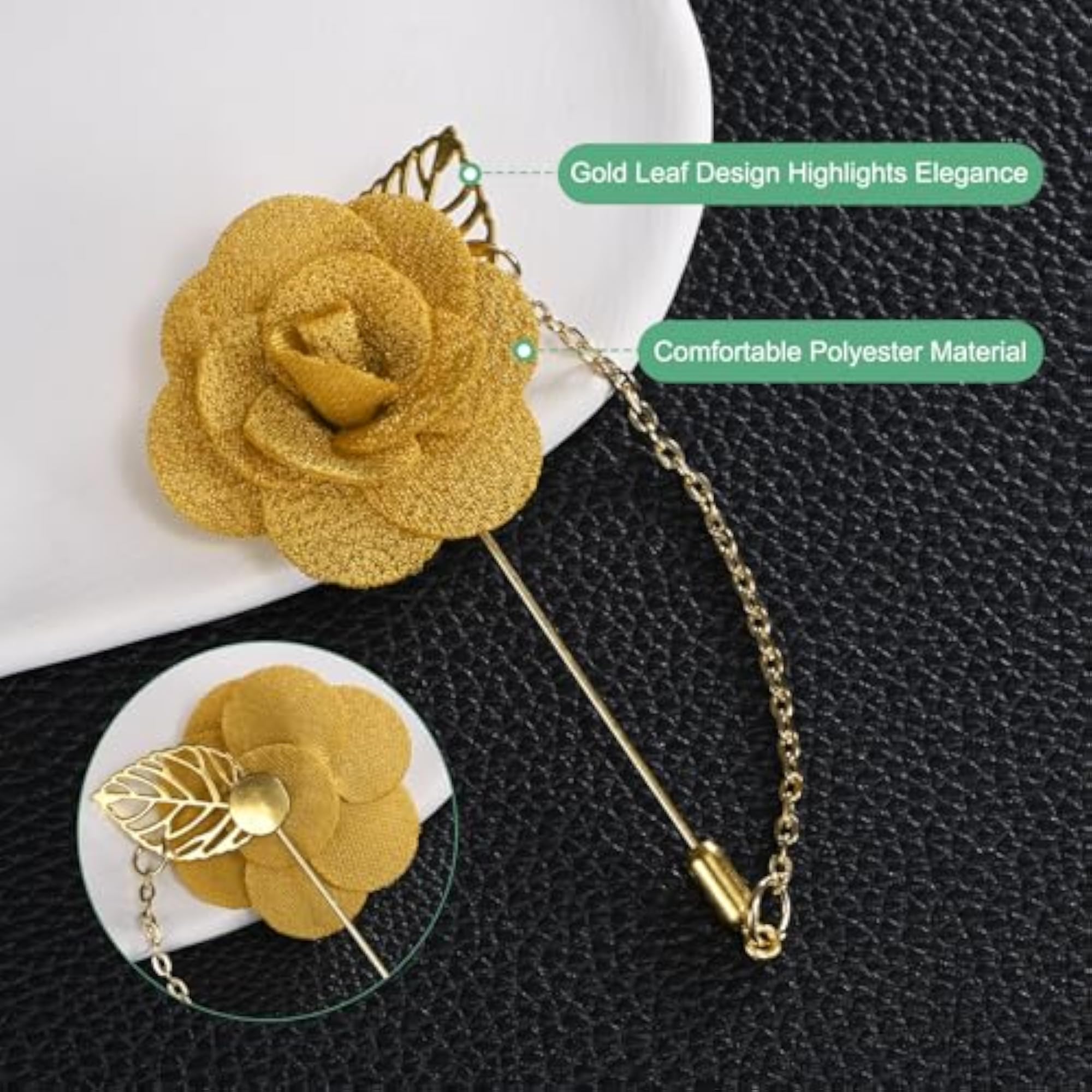 Camellia Flower Lapel Pin for Men, Elegant Brooch