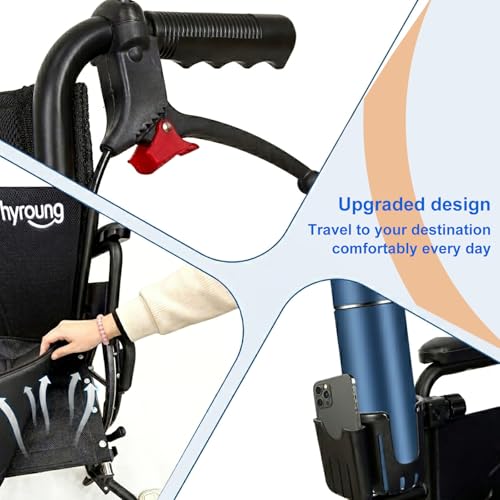 Image of Wheelchairs for Adults, Lightweight Wheelchair Foldable 20'' Manual Transport Chair with Swing-Away Footrests & Flip-Back Arms bariatric Wheelchair (Supports 400 lbs) Dual Brakes (Black)