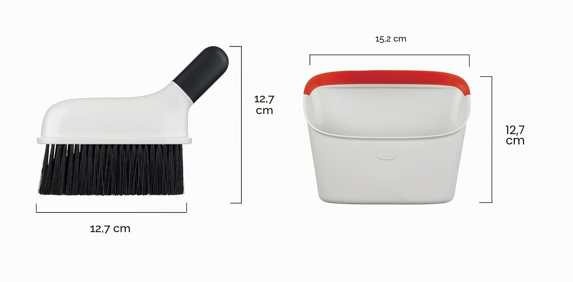 OXO Good Grips Kit de cepillo y recogedor compactos, color blanco