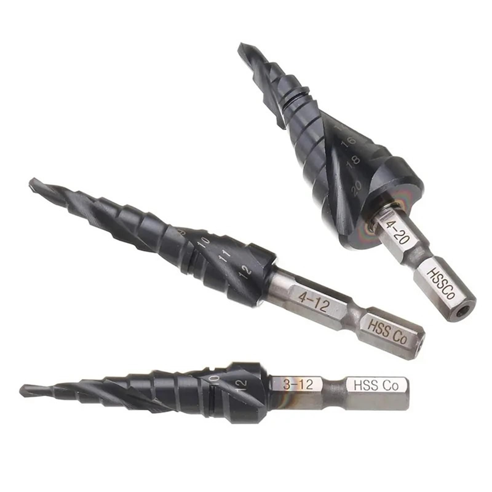 Punta Da Trapano A Gradini Rivestita In Cobalto TiAlN HRC89 M35 | Apriscatole for fori di perforazione in metallo ad alta velocità con codolo esagonale da 1/4 di pollice(5-27mm)