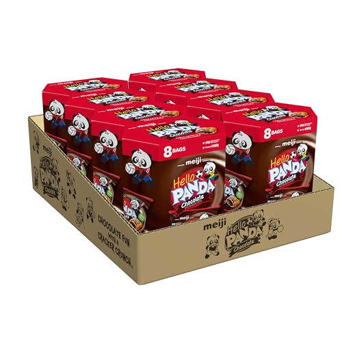 Meiji Cookies, Chocolate Crème Filled - 6 oz, Pack of 8, 64 Bags Total - Bite Sized Cookies with...