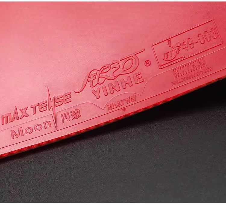 Yinhe Moon Table Tennis Rubber, Max Tense Soft Technology, Loop Drive Topspin and Placement, for Intermediate Players, 2.2mm, ITTF Approved. (RED) 1