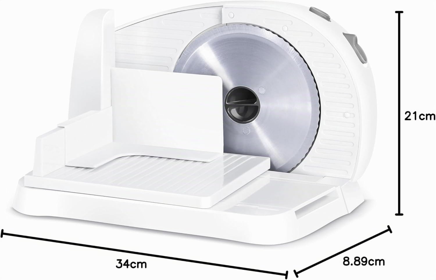 Sencor Affettatrice Elettrica Professionale - Potente e Compatta, Lama in Acciaio Inox 170mm, Spessore Regolabile 0-15mm, Ideale per Prosciutto, Salumi, Pane, Formaggio, 100W - SFS 1000WH - Bianco