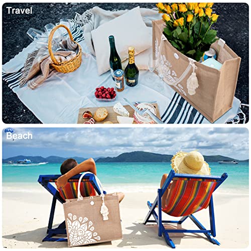 itgowisa Beach Bag for Women,Jute Beach Bag with Handles Pocket Tassel Waterproof Lining,Large Gift Bag, Straw Purse, Reusable Grocery Bag, for Shopping Travel Summer Vacation - Image 6