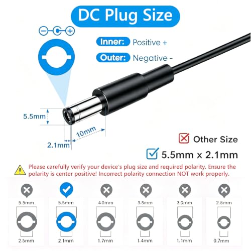 Image of 12V 5A Power Supply, AC 120V to DC12V 5.5x2.1mm Jack Converter, 12 Volt LED Driver 60W Adapter Transformer for Strip Lights, Surveillance Cameras, External HDD, Monitor, CCTV (Pack of 1)