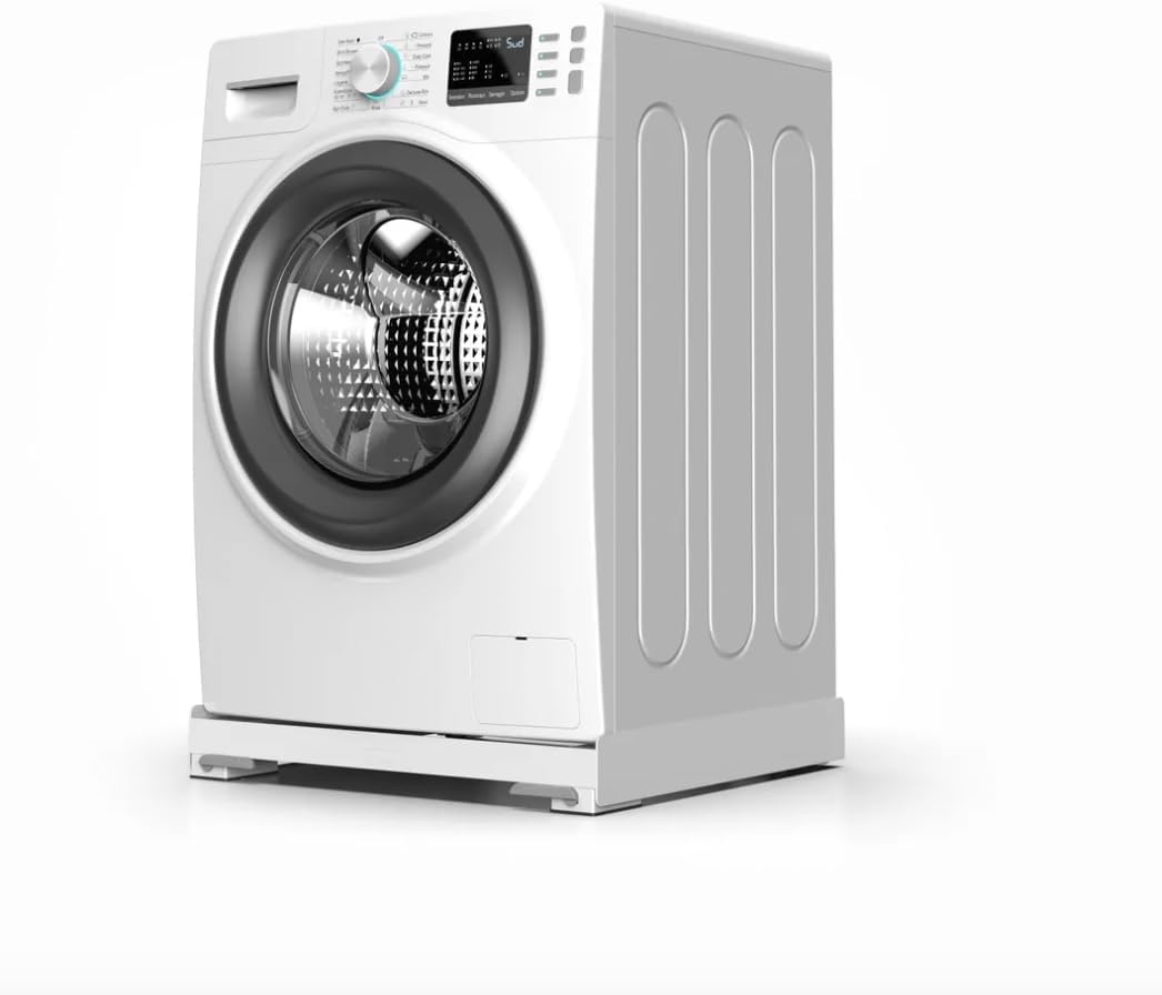 Meliconi Base Wash Evo Anti Vibration Base with Wheels for Easy Moving of the Washing Machine or Dryer with Front Brake Levers, Load Capacity 250 kg, White