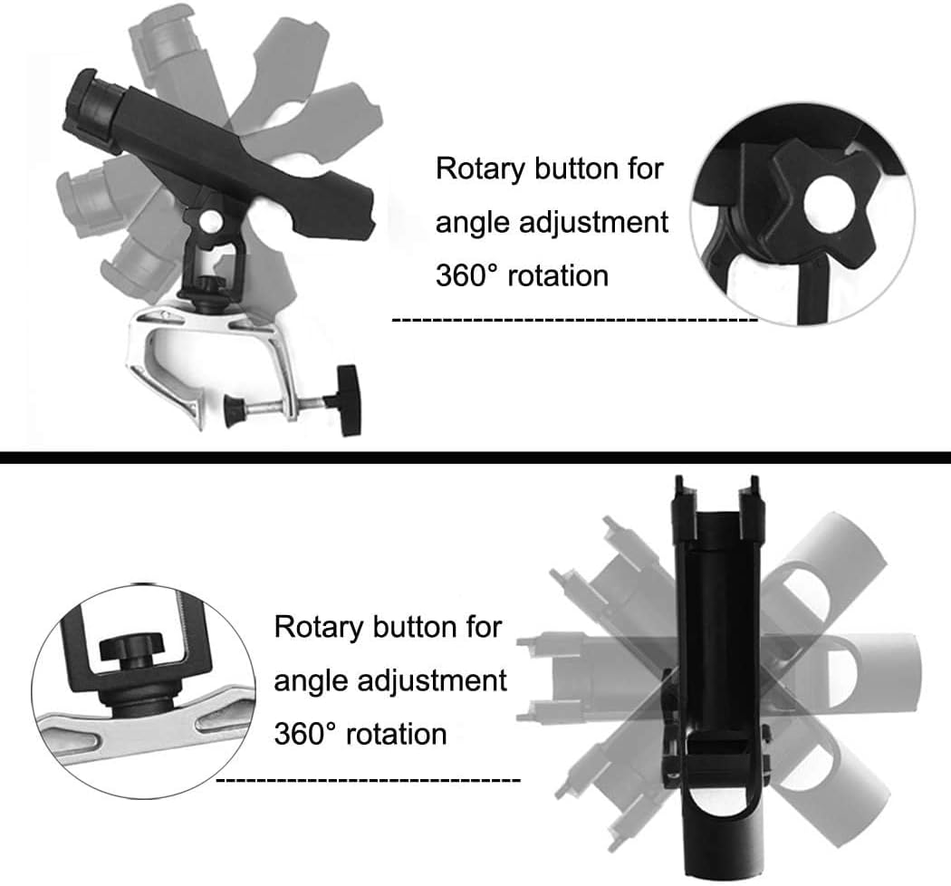 Fishing Rod Holders 3 Pack Boat Canoe Folding Holder 360° Adjustable Large Clamp Opening Fishing Rod Racks Mount on Horizontal or Vertical Side