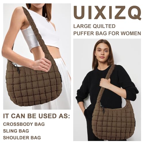 Image of Quilted Puffer Tote Bag Purse Puffy Crossbody Shoulder Bag,Lightweight Nylon Hobo Bag Puffer Carryall Bag for Women Girl