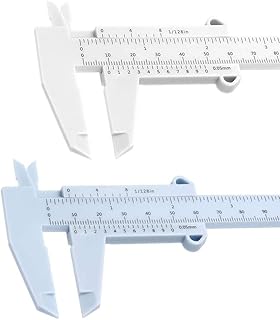 6Inch 150mm Mini Caliper Double Scale Plastic Vernier Caliper, Caliper Measuring Tool, for Carpentry, Student, Jewelry Measuring, etc. (White and Blue)