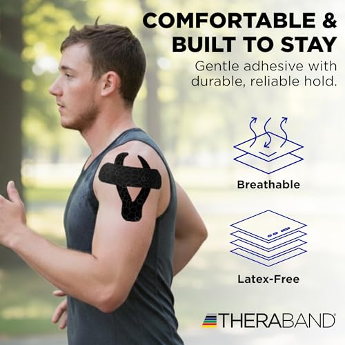 Image of THERABAND Kinesiology Tape, Knee, 2'' X 103.3 Foot Bulk Roll, Black /Grey