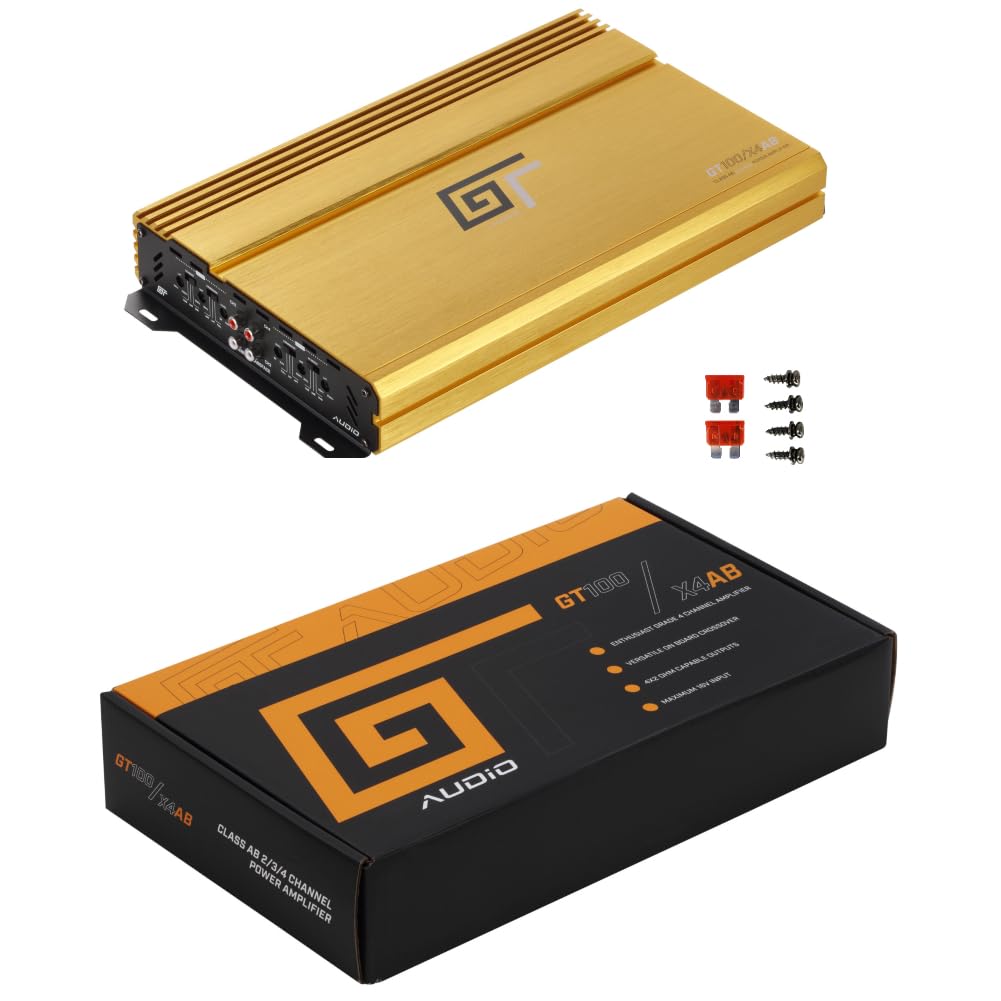 KIT SET PER BASS FACE GT AUDIO GT100/X4AB 1 amplificatore 4 canali, classe ab, 4 x 150 watt rms a 2 ohm, con eq boost 0 / +12 db, per auto, 1 pezzo + accessori omaggio