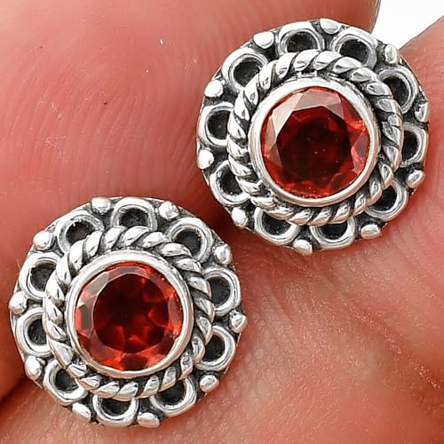 Natural Multi Stone Round Shape 925 Silver Stud Earrings DGE1068 E-50573