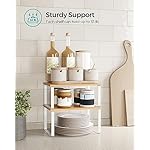 SONGMICS Cabinet Organizer Shelf, Set of 4 Kitchen Counter Shelves, Kitchen Storage, Spice Rack, Stackable, Expandable, Metal and Engineered Wood, Cloud White and Natural Beige UKCS010N01 - Image 5