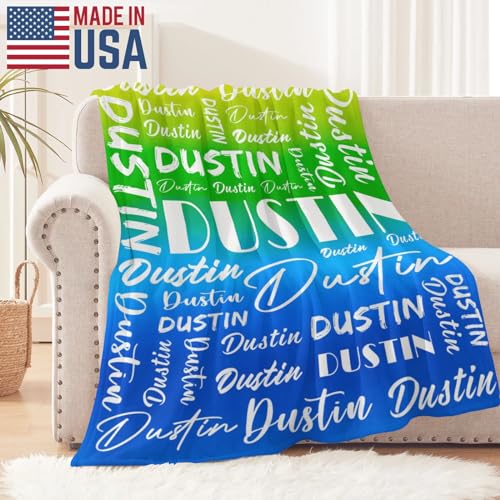 Name Blanket Personalized Name Blanket Customized Blanket with Name Text for Adult Kid Birthday Christmas Mothers Fathers Valentines Day Gift