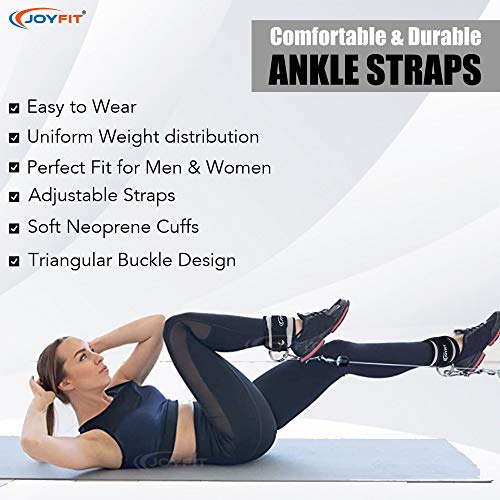 Image of Joyfit Padded Ankle Straps- for Cable Machine, Kickbacks, Glute Workouts, Leg Extensions, Curls & Hip Abductors with Padded Neoprene Support, Ideal for Men & Women [Pair]
