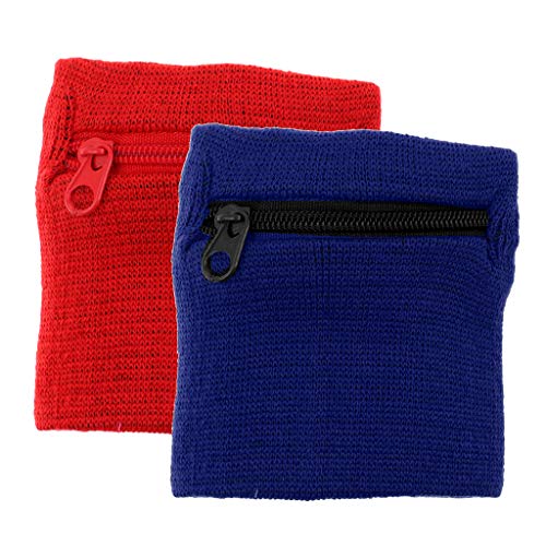 gazechimp 2x Esportes Pulseira Pulseira Sweatband Bolso Com Zíper Para Ginásio Ciclismo Correndo