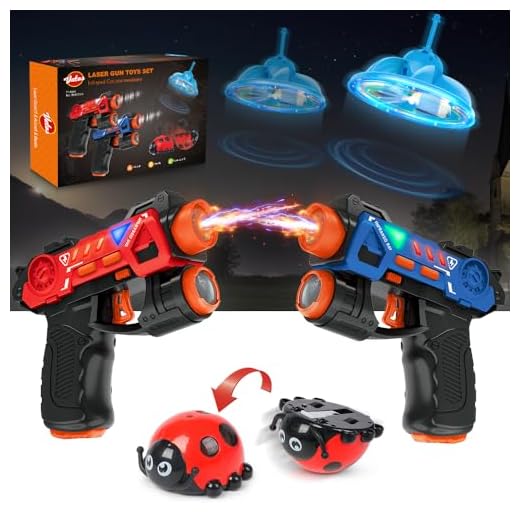 VATOS 4 EN 1 Laser Tag Guns Set, Infrarrojos Mini Laser Tag para niños Adultos con Aviones voladores y Escarabajo, Multijugador Blaster Toy Gun Grupo de Actividad Objetivo de Tiro Laser Tag Game