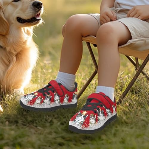 Kids Christmas Shoes Comfortable Breathable Hook and Loops Strap Athletic Running Shoes for Litter Kids Lightweight Non-Slip Outdoor School Sport Sneaker for Big Kids US 11-153