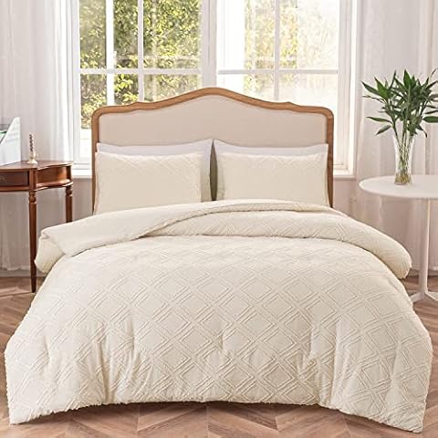 SLEEPBELLA Beige Queen Comforter Set Diamond Tufted Design, Soft & Lightweight Cream Queen Size Comforter Sets for All Seasons (Queen, 90''Wx90''L, 3 Pieces) Cover