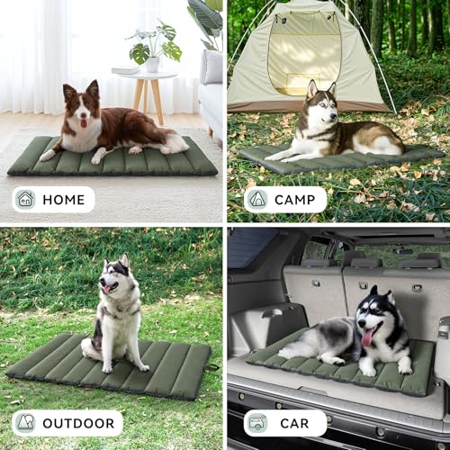 WESTERN HOME WH Hundedecke für Unterwegs Hundedecke Wasserdicht Tragbar Hundematte Outdoor Komfort und Weiches Reisedecke Hund Wasserdicht Camping Hundebett, 110x68 cm (Olive Drab)