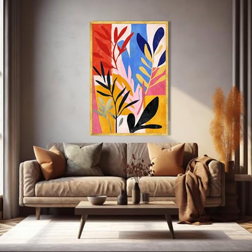 Art mural botanique de haute qualité : grande toile Matisse avec châssis en bois