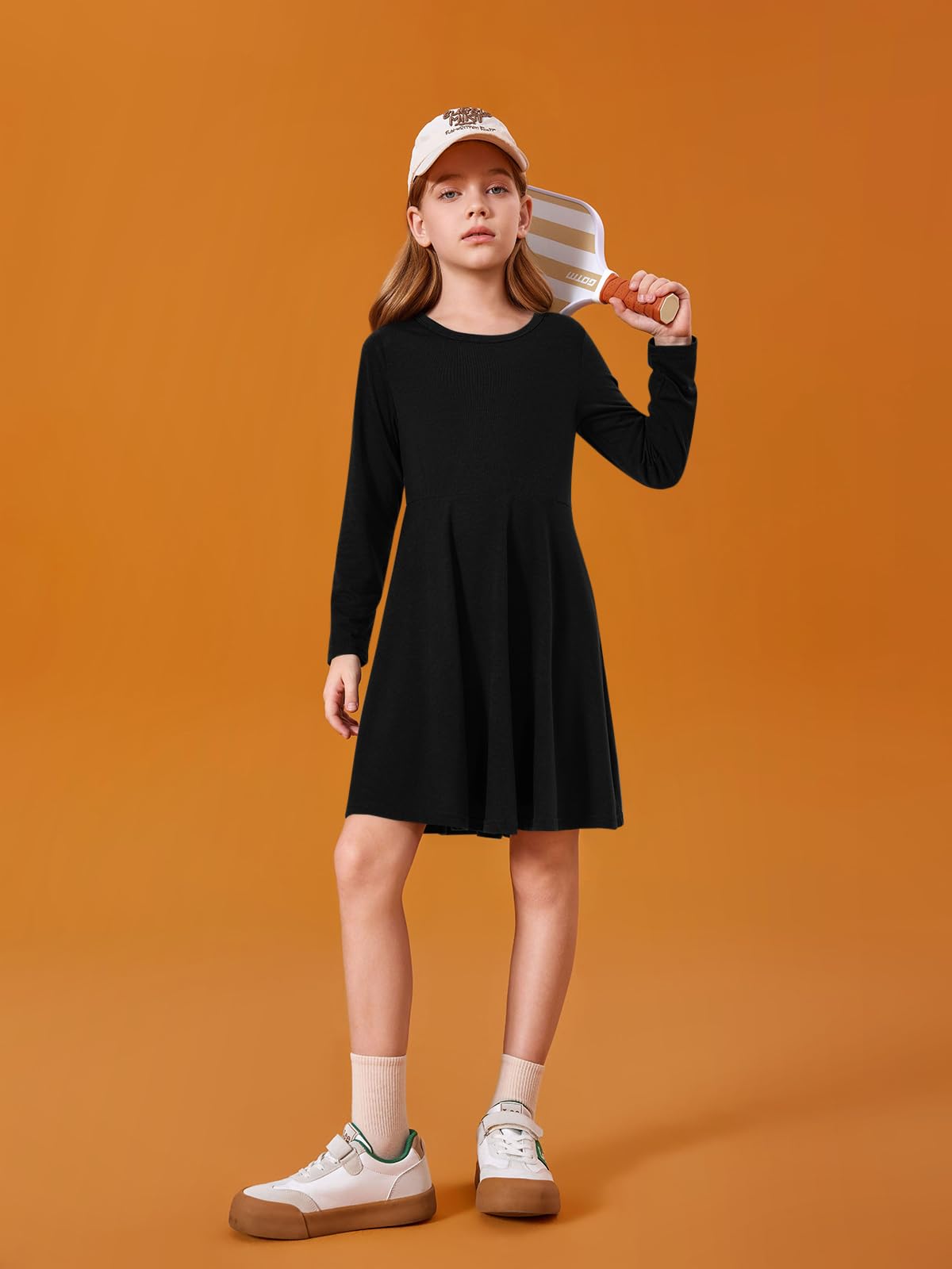 Haloumoning Girls Long Sleeve T-Shirt Dresses Kids Fall A-Line Twirly Skater Dresses 5-14 Years — view 5
