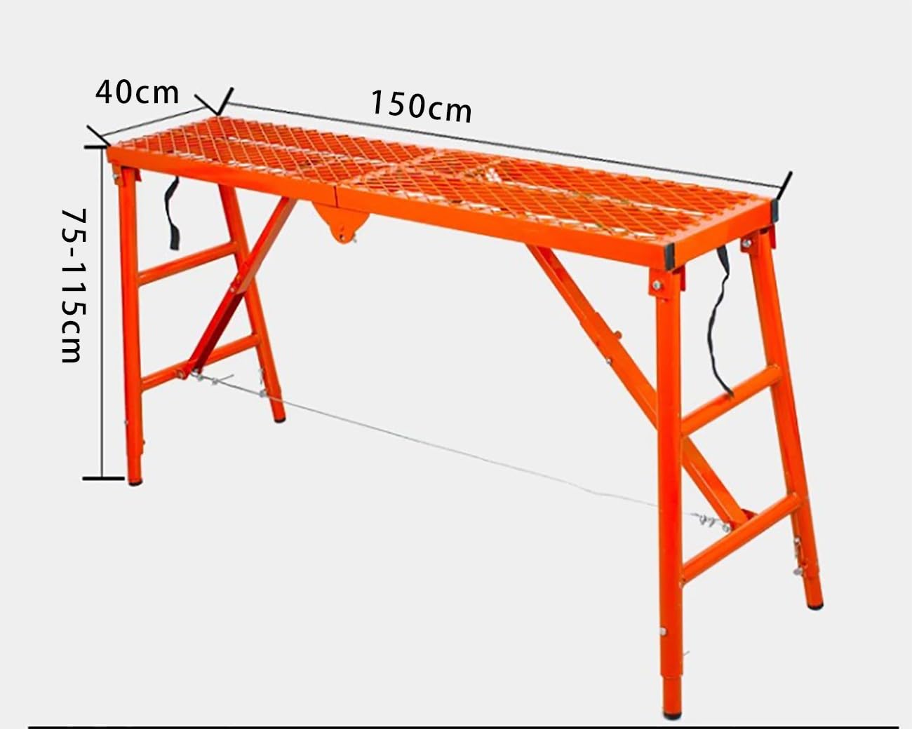 Plataforma de andamio plegable ajustable con tubo galvanizado, portátil y multifuncional, solución de ahorro de espacio, 75 x 40 x 150 cm