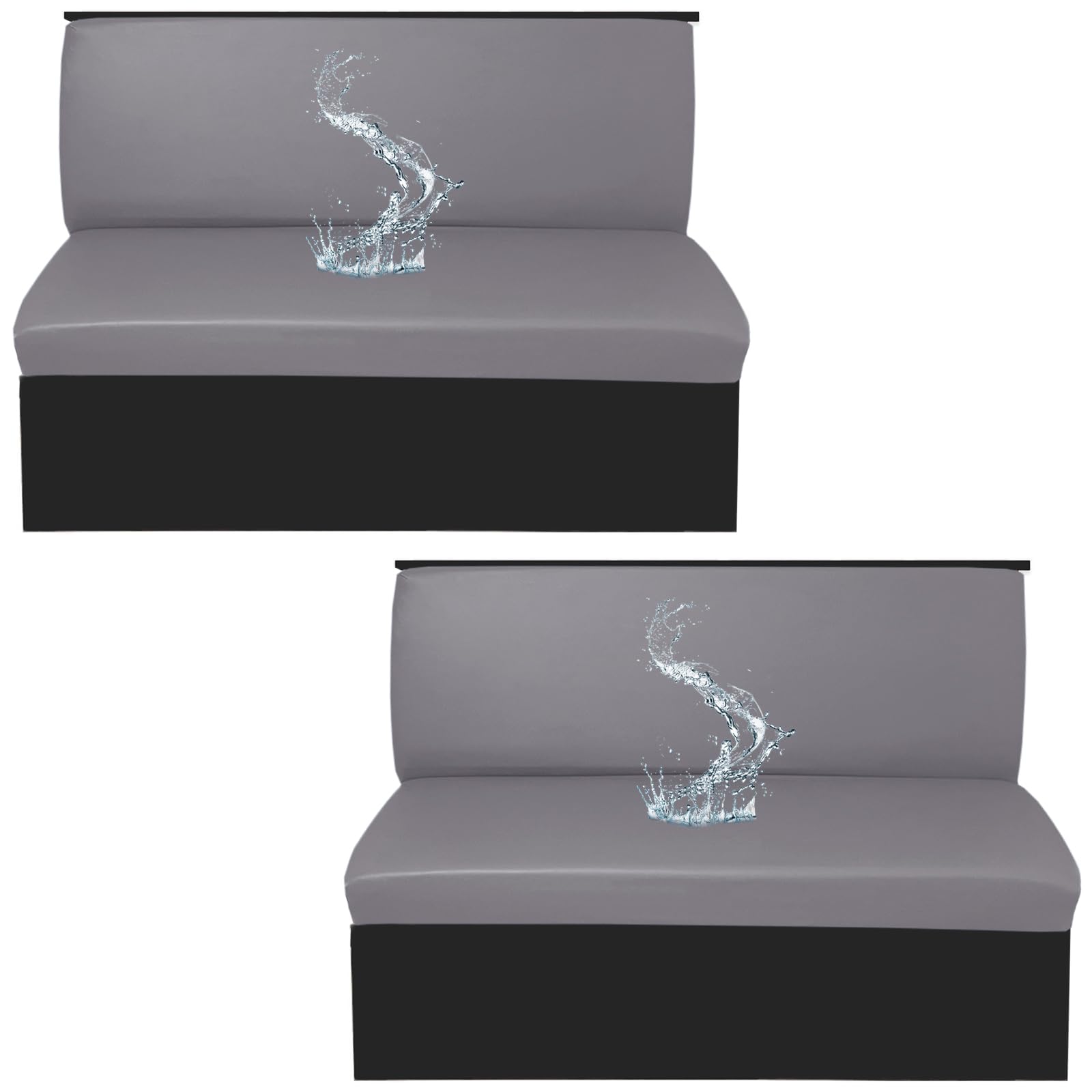ZYBSLCSY 100% Waterproof Rv Dinette Cushions Covers 2 Pieces,Stretch Caravan Sofa Seat Covers Camper Car Seat Cushion Bench Slipcover (Grey,Set of 2)