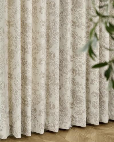 Image of Graywind Motorized Curtains with Track, Room Darkening Smart Curtains, Hardwired Curtains Compatible with Alexa Google Home Remote Control for Large Windows, Custom Drapes Up to 220 inch, Bloom (Beige)