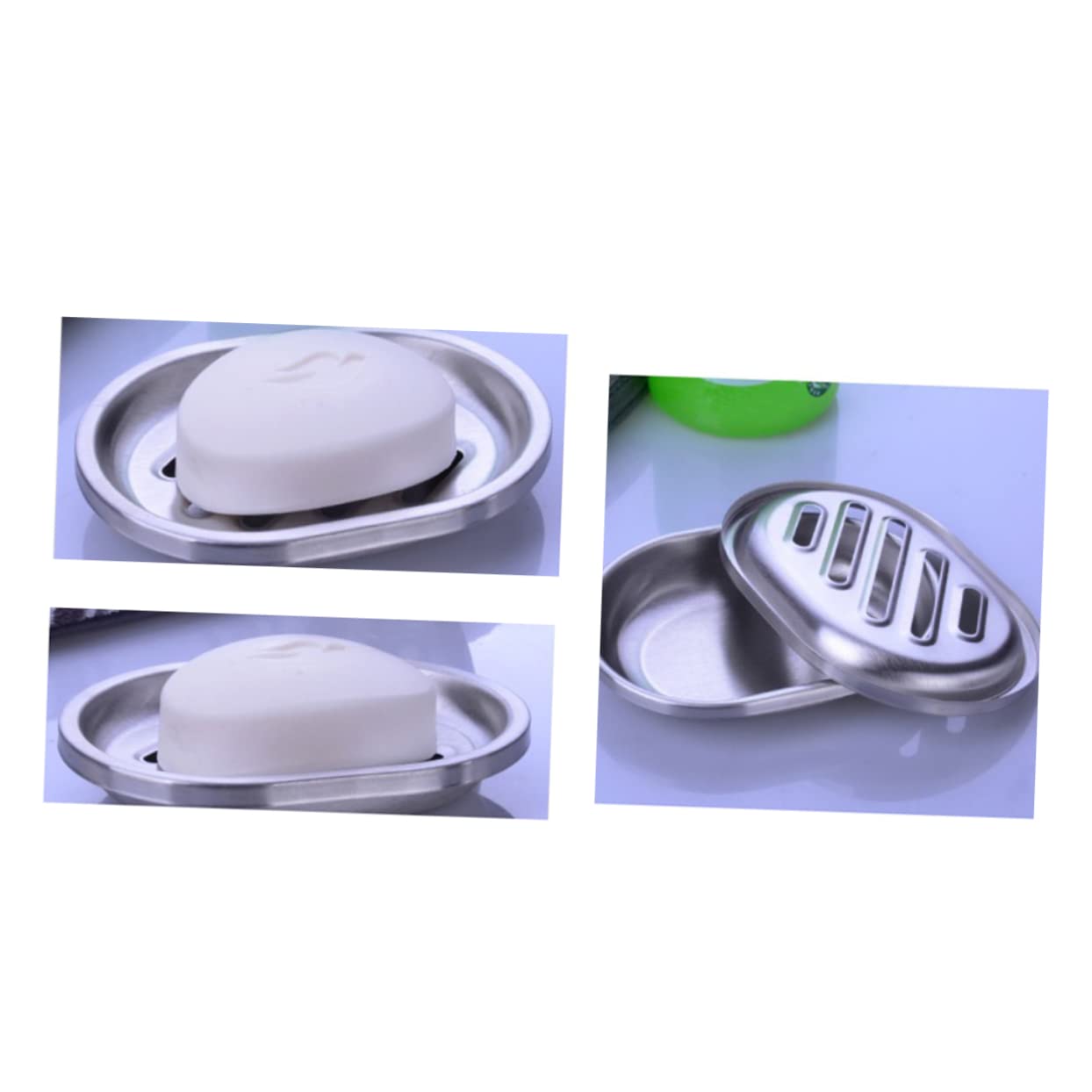 Alipis 3 Piezas Jabonera De Barra Soporte De Jabón De Baño Bandeja De Acero Inoxidable Bandeja De Jabón De Baño Caja De Jabón Bandeja De Jabón De Caja De Jabón Jabonera De Doble